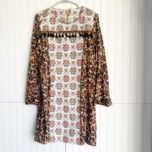 Uncle Frank Size XL Floral Animal Print Bell Sleeves Shift Dress NEW!